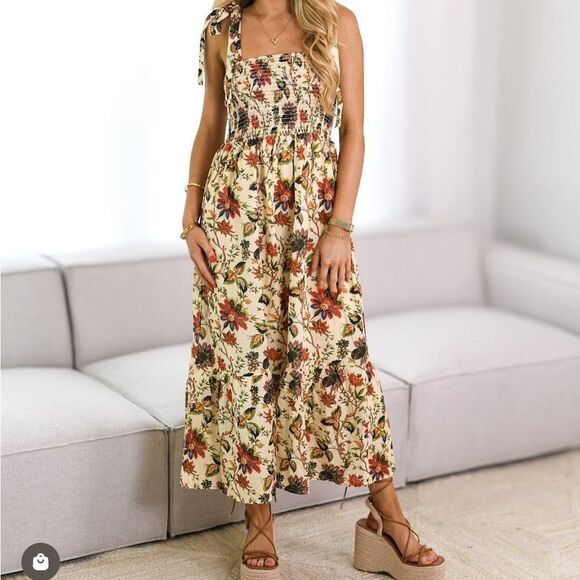 Fancy D Boutique Maxi Fall Floral Print Dress NWT medium - Picture 1 of 5